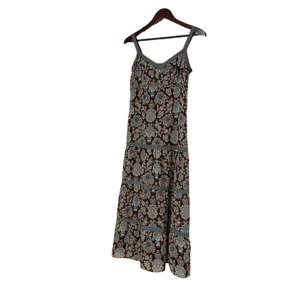 Ann Taylor LOFT Boho Floral Maxi Dress 0P | Brown Blue | Tiered Sundress | NWOT - Picture 9 of 12